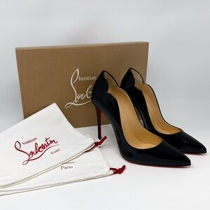 Christian Louboutin Hot Chick 100mm Black Patent Pumps Size 38 NWT